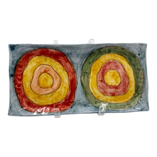 Vintage Hand Painted Decorative Art Plaque For Sale