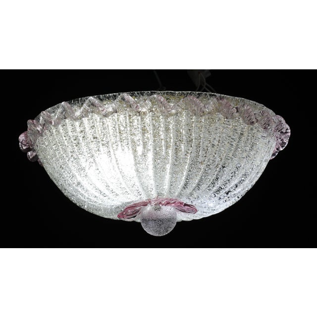 1970s Elegant Italian Pink and Murano Glass Ceiling Flower For Sale - Image 10 of 11