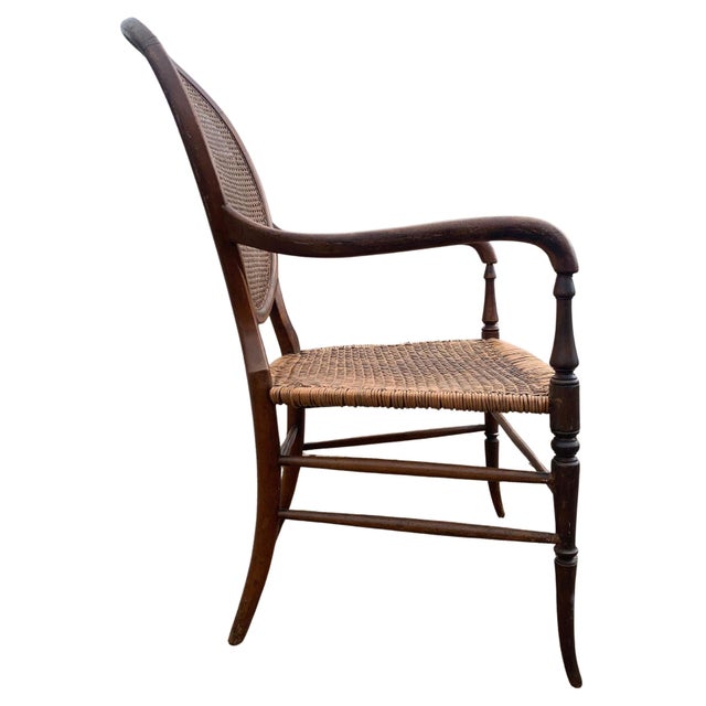 Wood Victorian Chair in Beechwood with Rattan Seat For Sale - Image 7 of 8
