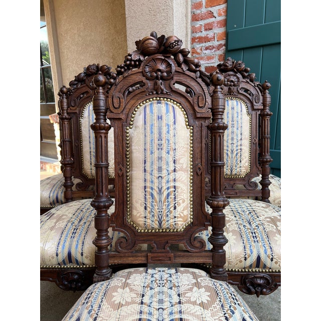 Set 6 Antique French Dining Chairs Renaissance Carved Oak Black Forest C1880 For Sale - Image 15 of 18