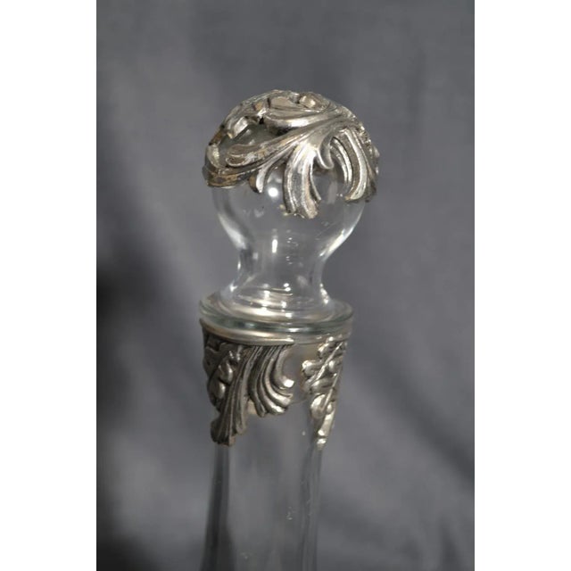 1960s France, 1960s Glass Carafe, on Feet and Pewter Decoration With Its Cap For Sale - Image 5 of 12