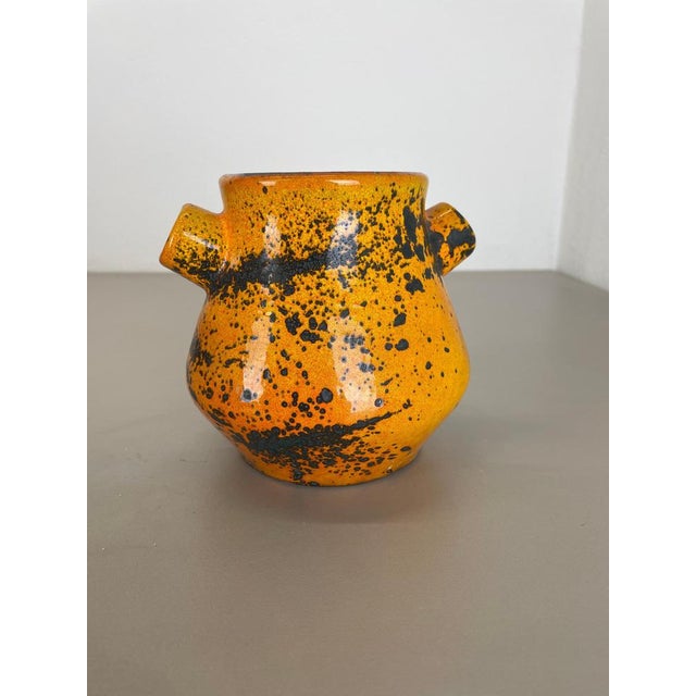 Vintage German Orange Ceramic Studio Pottery Vase from Marei Ceramics, 1970s For Sale - Image 12 of 18