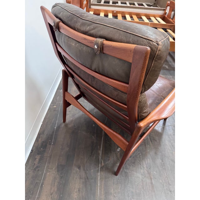 Mid 20th Century Ib Kofod-Larsen Scandinavian Lounge Chair + Ottoman For Sale - Image 9 of 12