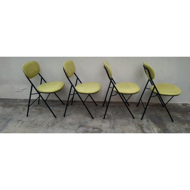 Chartreuse Vintage Metal Chairs from Amma Turin, Italy, 1960s, Set of 4 For Sale - Image 8 of 18