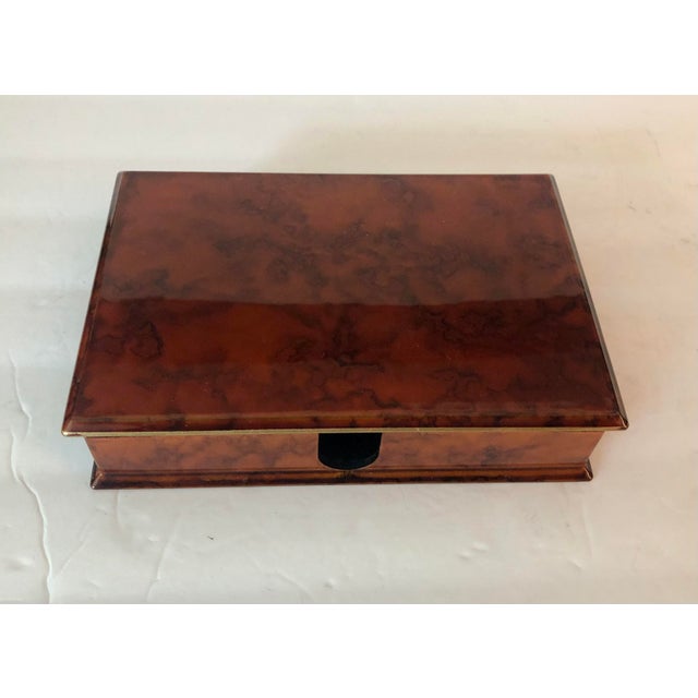 Mid 20th Century Faux Tortoise Shell Lacquer Desk Box For Sale - Image 4 of 11