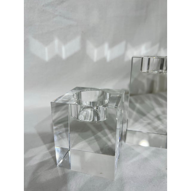 Modern Modern Crystal Cube Set of 4 Candle Holders Bombay Company For Sale - Image 3 of 11