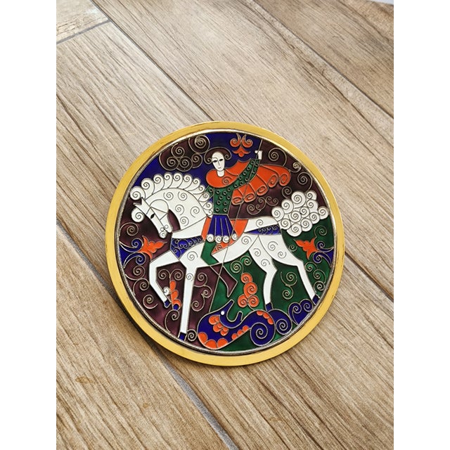 Russian Silver and Enamel Wall Plate For Sale - Image 4 of 4