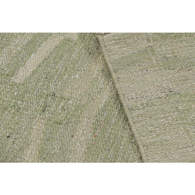 Textile Rug & Kilim’s Scandinavian Style Rug in Green and Cream, With Geometric Patterns For Sale - Image 7 of 7