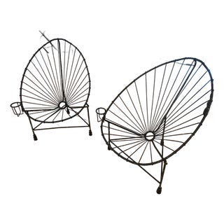 Vintage Mid-Century Hand-Welded Steel Acapulco Lounge Chairs With Attached Drink Holders — Pair For Sale