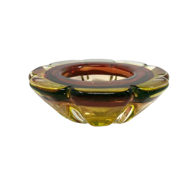 Vintage Uranium Murano Glass Ashtray For Sale - Image 4 of 4