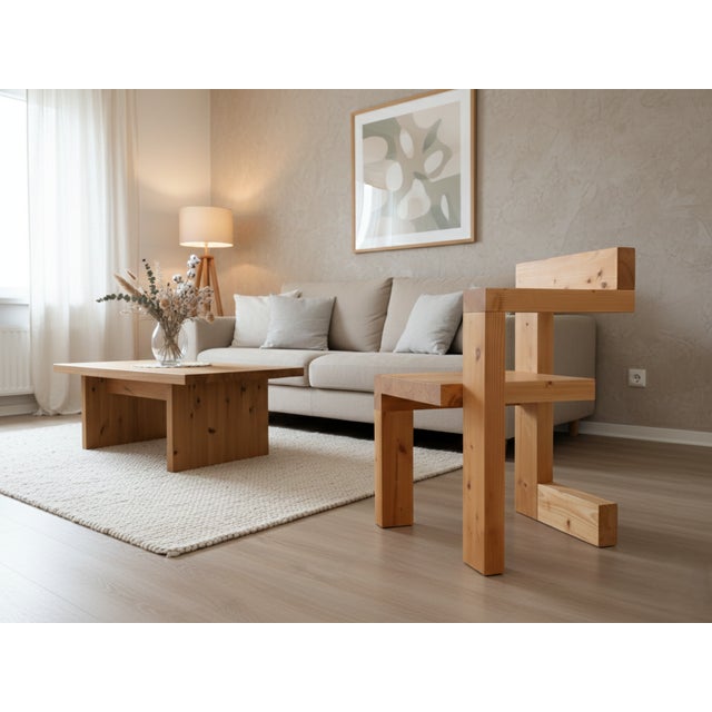 Contemporary Steltman Chair in Larch Wood from Gerrit Rietveld, 1980s For Sale - Image 3 of 14