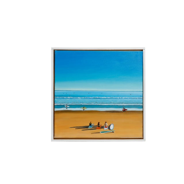Contemporary Octavia Campbell-Davy’s, Afternoons at the Beach, Acrylic on Canvas, Framed For Sale - Image 3 of 3