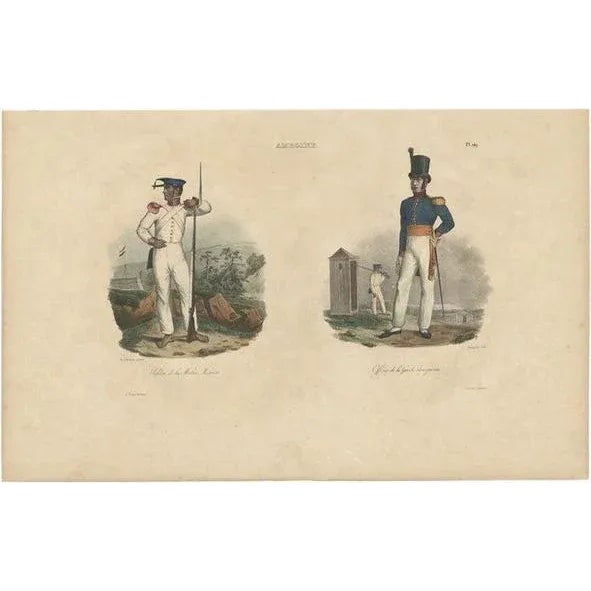 Antique Print of an Amboine Soldier and Officer, 1833 For Sale - Image 6 of 6