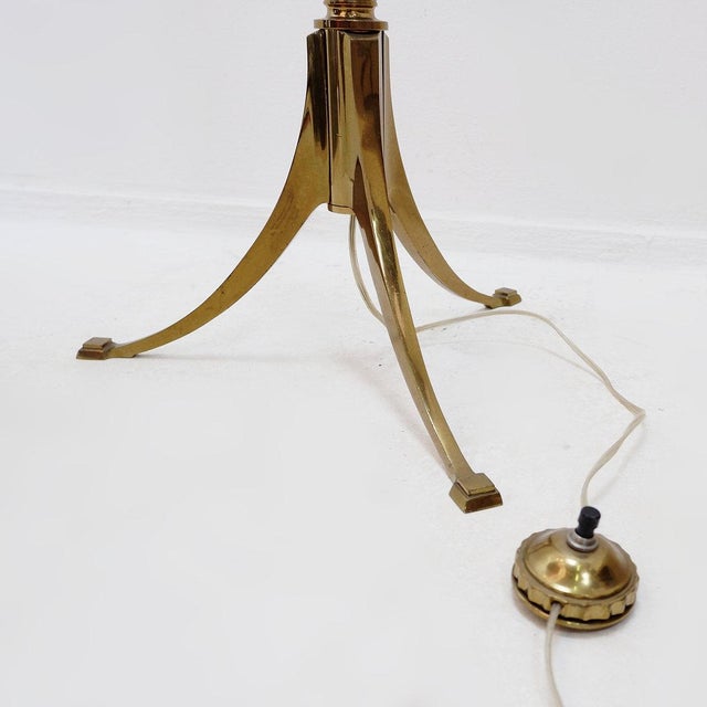 Vintage Brass and Wood Reading Floor Lamp For Sale - Image 10 of 16