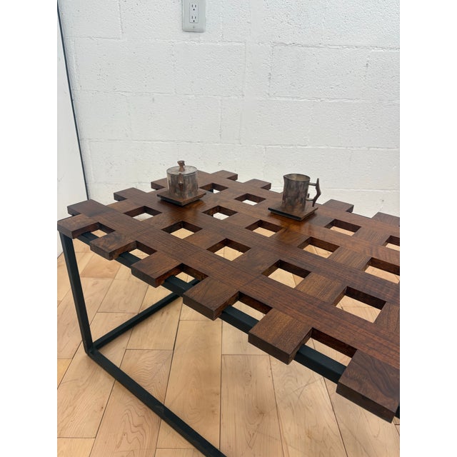 Contemporary Contemporary Modular Walnut & Steel Coffee Table For Sale - Image 3 of 9