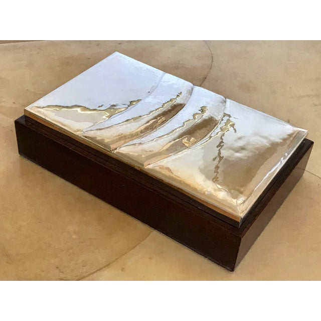 Mid Century Italian Silver Plate and Satin Wood Box For Sale - Image 12 of 13