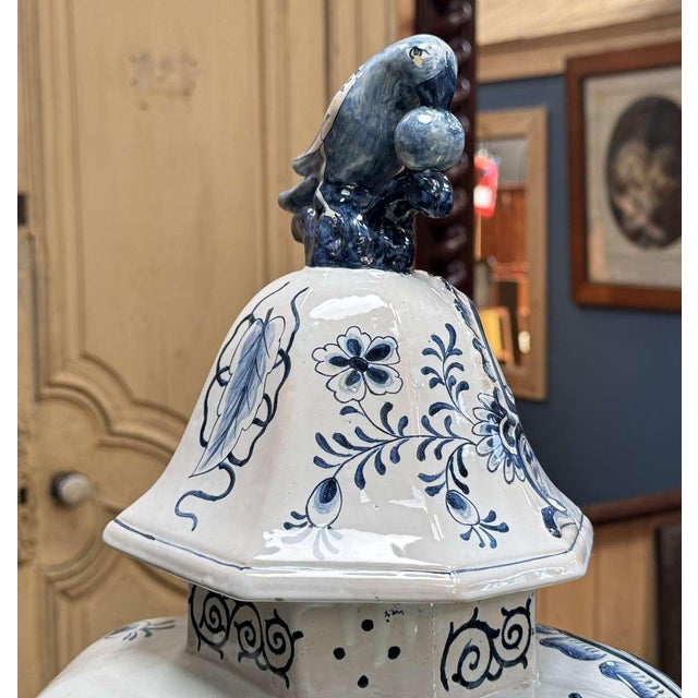 Large 19th Century Baluster Vase with Parrot Motif, Holland For Sale - Image 9 of 18