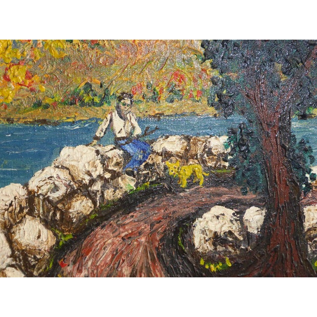 Untitled (River and Large Rock Landscape with Girl and Dog), 1967 Oil on canvas (Painting Size: 36 in x 24 in) Signed...
