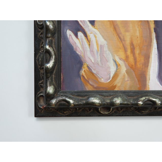 Mid-Century Modern Contemporary Expressionist Man in Tan Coat Portrait Painting For Sale - Image 3 of 6
