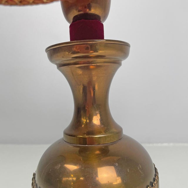 Mid-Century Modern Italian Table Lamp Red Fabric Shade with Decorations, 1950s For Sale - Image 13 of 18