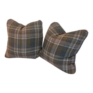 Plaid Wool Sanderson Fabric Pillows For Sale