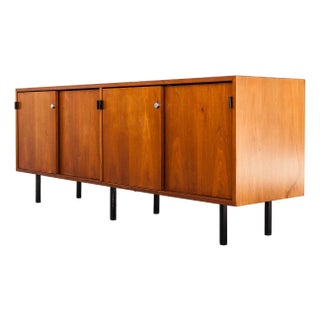 1960s Refinished Mid Century Florence Knoll Walnut Credenza For Sale