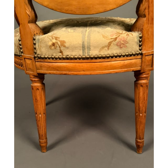 French Louis XVI Style Bergere Rooster Chair With Aubusson Tapestry Circa 1870 For Sale - Image 10 of 11