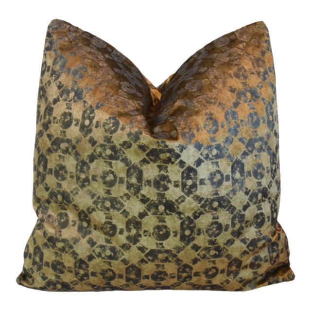 Italian Old World Weavers Shimmering Gold Velvet Feather/Down Pillow For Sale