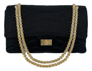 Mid 20th Century Chanel Black Satin Coco Croc Quilted 227 Reissue 2.55 Double Flap Classic
