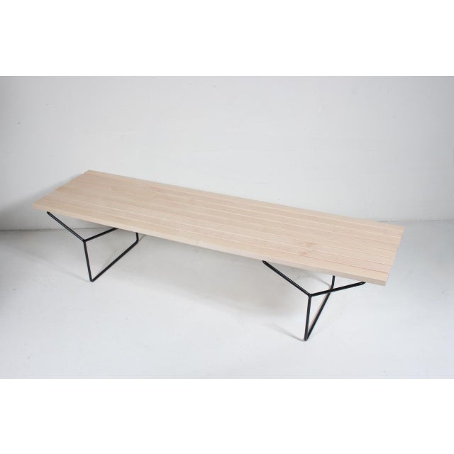 Beige Attributed to Harry Bertoia for Knoll Birch & Black Iron Bench / Coffee Table C. 1970 For Sale - Image 8 of 18
