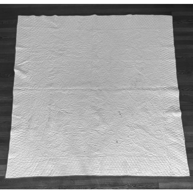 Antique Late 19th / Early 20th Century Hand Sewn Marriage Quilt With Rose of Sharon Wreaths For Sale - Image 9 of 10