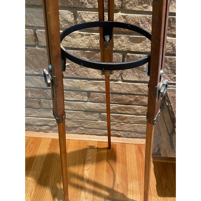 Mid 20th Century Vintage Brass & Leather Telescope With Adjustable Wooden Tripod Base For Sale - Image 5 of 6
