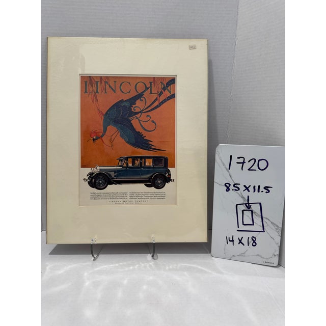 1920s 1927 Original Lincoln Advertising, Stark Davis, Art Deco, Matted For Sale - Image 5 of 5