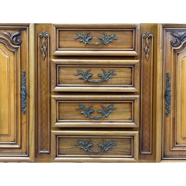 French Provincial, Monumental Sideboard, Wood, Brass, France, 1960s For Sale - Image 4 of 14