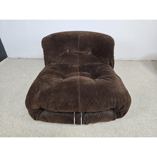 Brown Set of Soriana Lounge Chairs in Brown Nubuck by Tobia and Afra Scarpa for Cassina, 1960s For Sale - Image 8 of 18