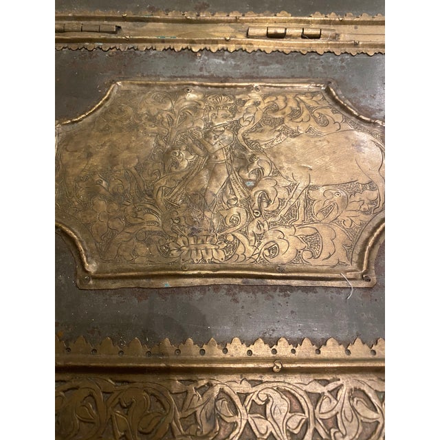 Antique Anglo Indian Brass Engraved Chest For Sale In Baltimore - Image 6 of 13