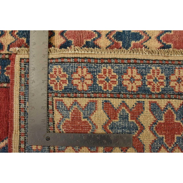 Kazak Rug 4’1” X 6’4” Red Wool Tribal Hand-Knotted Oriental Carpet For Sale - Image 12 of 12
