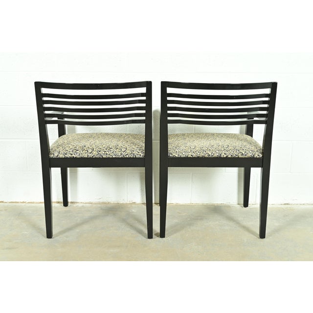 Knoll Postmodern Black Lacquered Ricchio Armchairs, Pair For Sale - Image 11 of 15
