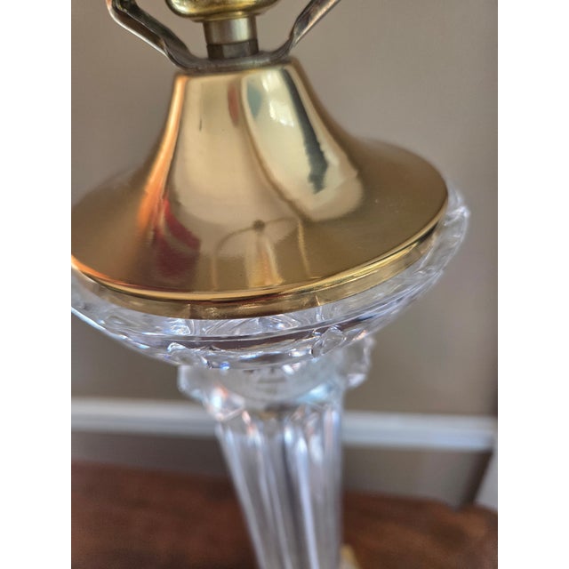 Vintage Glass and Brass Column Table Lamp For Sale - Image 4 of 9