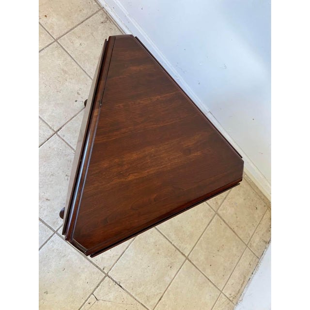 Vintage Queen Anne Style Solid Wood Drop Leaf Handkerchief Side Table For Sale In Washington DC - Image 6 of 10