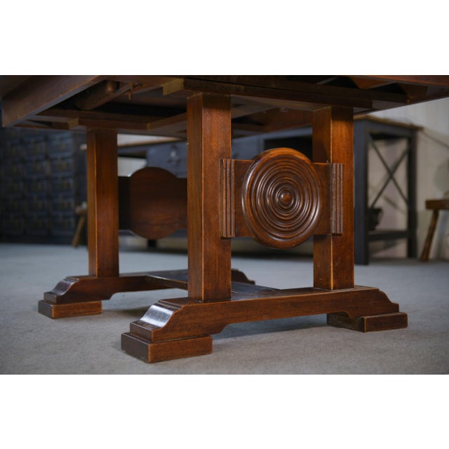 Wood Table with Extensions by Étienne Kohlmann, 1960s For Sale - Image 7 of 11