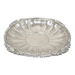 Antique "Barefoot Mailman Rally 1962" Award Silver Plated Serving Platter Tray For Sale