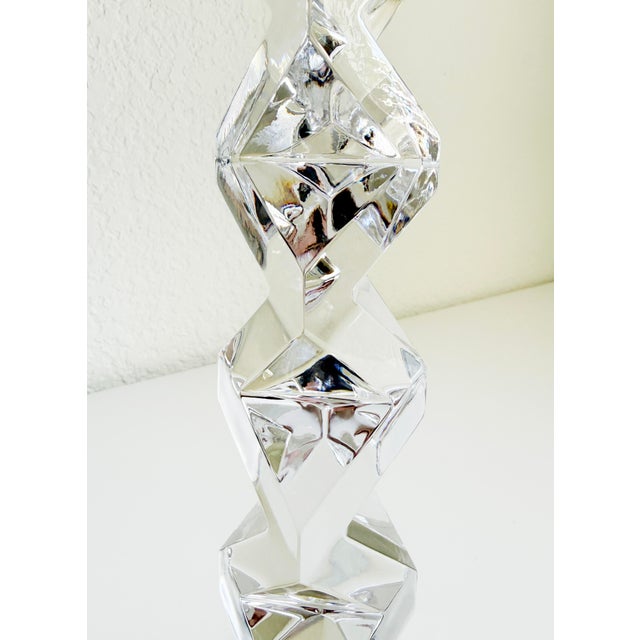 Glass Postmodern Zigzag Crystal Candlesticks, a Pair For Sale - Image 7 of 11