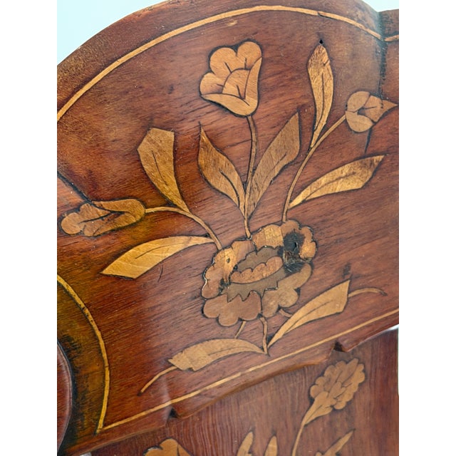 Antique Dutch Marquetry Mahogany Open Armchair With Bird & Floral Inlay, Late 19th Century For Sale - Image 10 of 12