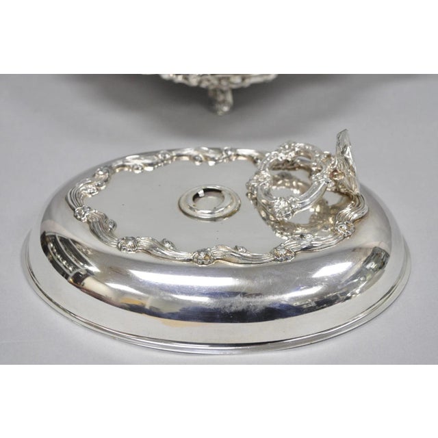 Vintage Sheffield Silver Plated Victorian Double Buffet Serving Dish Platter For Sale - Image 11 of 18