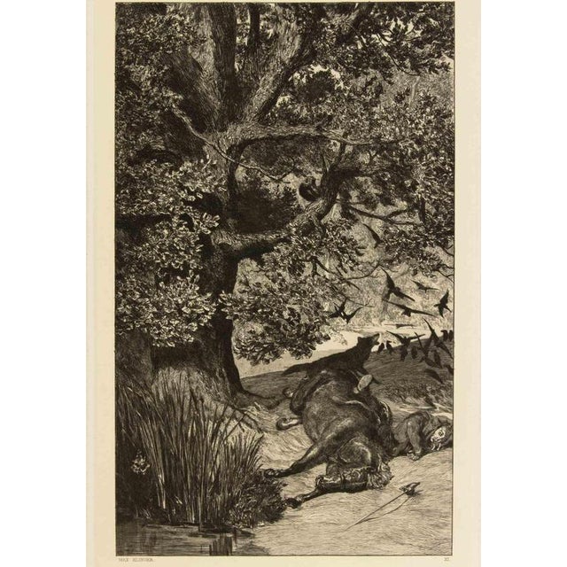 Max Klinger, Fallen Rider, 1881, Etching For Sale