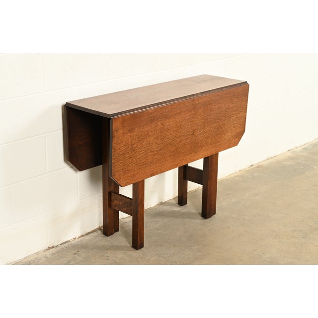 Wood Gustav Stickley Mission Oak Arts & Crafts Drop Leaf Dining Table, Circa 1912 For Sale - Image 7 of 15