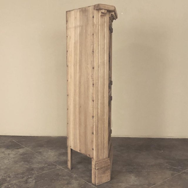 Pair Rustic Gothic Revival Oak Corner Wine Cabinets ~ Vitrines For Sale - Image 16 of 17