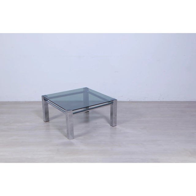 1970s Table in Steel and Glass Smoke, 1970s For Sale - Image 5 of 12