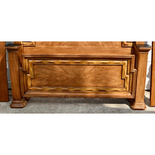 Vtg. Queen Size Wood Tuscan Style Complete Bed W/Rails For Sale - Image 4 of 17
